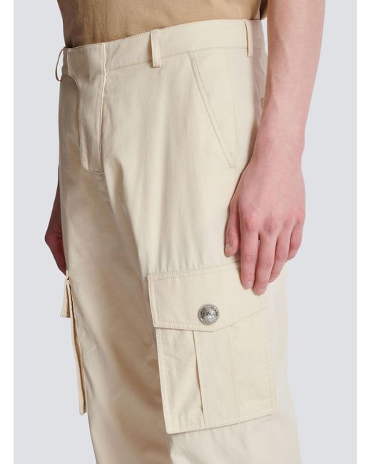 Balmain Natural Twill Cargo Trousers for men
