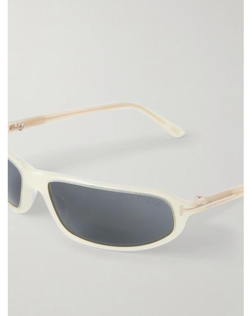 Tom Ford White Minimal Retro Narrowframe Sunglasses