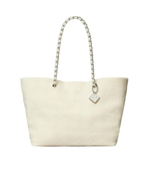 Tory Burch White Ella Terry Chain Tote Bag
