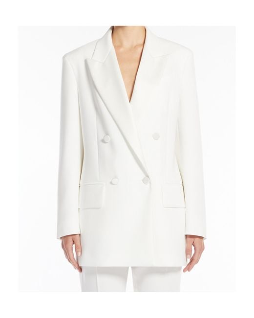 Max Mara White Pianoforte Double-Breasted Long-Sleeved Jacket
