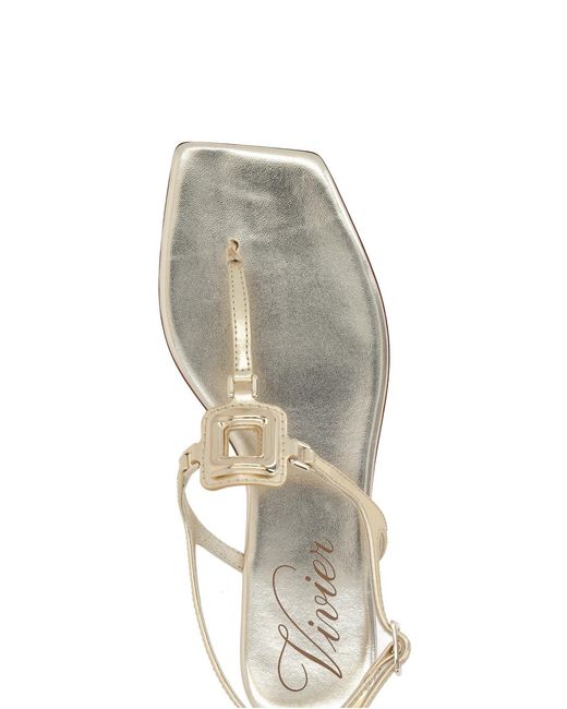 Roger Vivier White Square-Headed Flat Sandals
