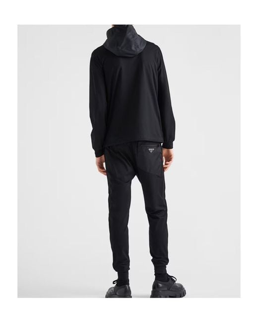 Prada Blue Logo Plaque Zip-Up Hoodie for men
