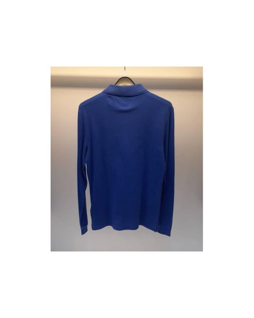 Armani Collezioni Blue Logo Long-Sleeved Polo Shirt for men