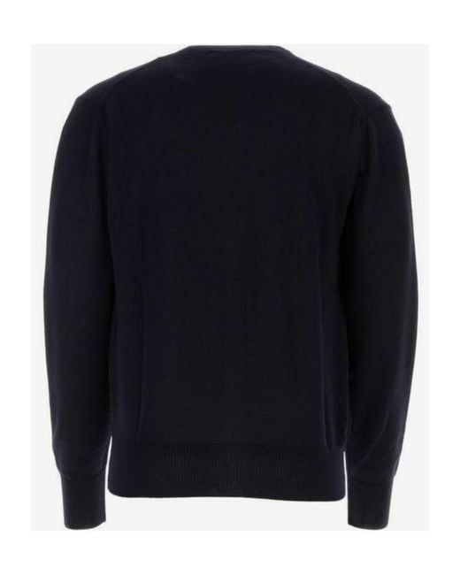 AMI Blue Ami De Coeur Crewneck Knitted Cardigan for men