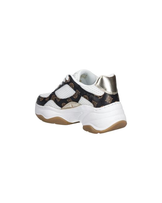 Guess White Harpaa Chain-Logo Sneakers