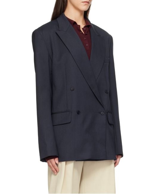 Frankie Shop Blue Newark Double Breasted Blazer