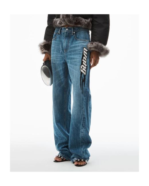 Alexander Wang Blue Blade Logo-Embroidered Balloon Jeans