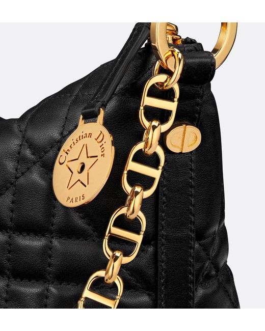 Dior Black Star Hobo Bag With Chain