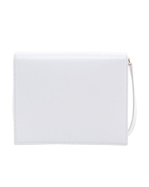 Dolce & Gabbana White Logo Embossed Foldover Top Crossbody Bag