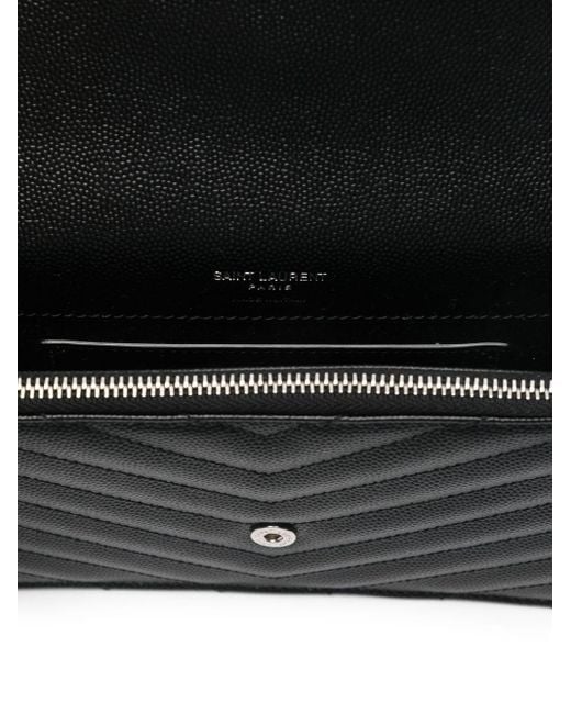 Saint Laurent Black Cassandre Envelope Chain Wallet