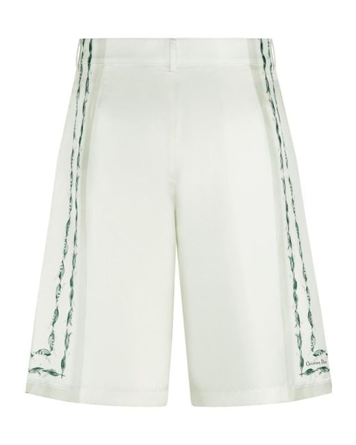 Dior White Christian Couture Lily Of The Valley Bermuda Shorts for men