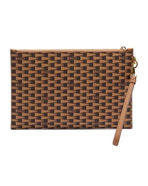 Bally Brown Zippered Clutch for men