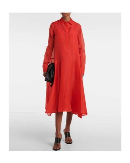 Altuzarra Red Sissy Silk Shirt Dress