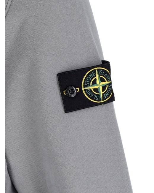 Stone Island Gray Brushed Fleece Regular-Fit Hoodie for men