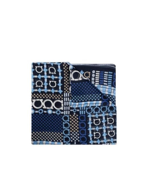 Ferragamo Blue Ferragamo Gancini Printed Scarf