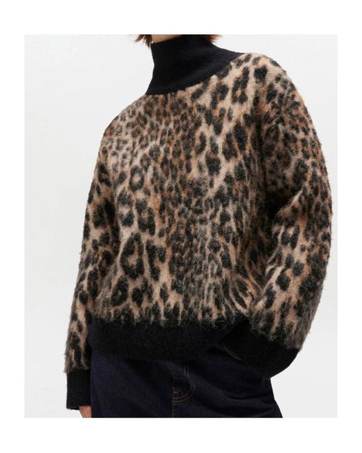 Ganni Black Open-Back Leopard-Printed Jumper