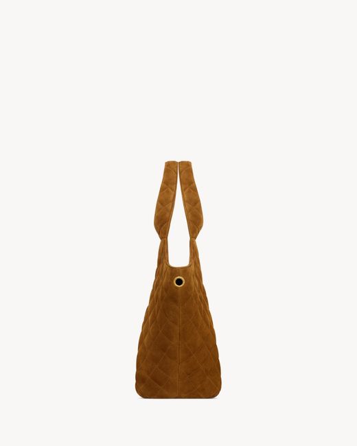 Saint Laurent Brown Icare Medium Quilted Suede