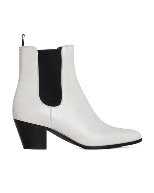 Céline White Saint Germain Des Pres Shiny Calfskin Boots