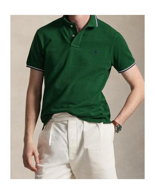 Polo Ralph Lauren Green Custom Slim Fit Mesh Polo Shirt for men