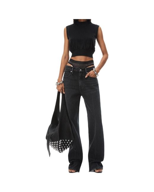 Alexander Wang Blue Pre-Styled Straight-Leg Slit-Hem Jeans