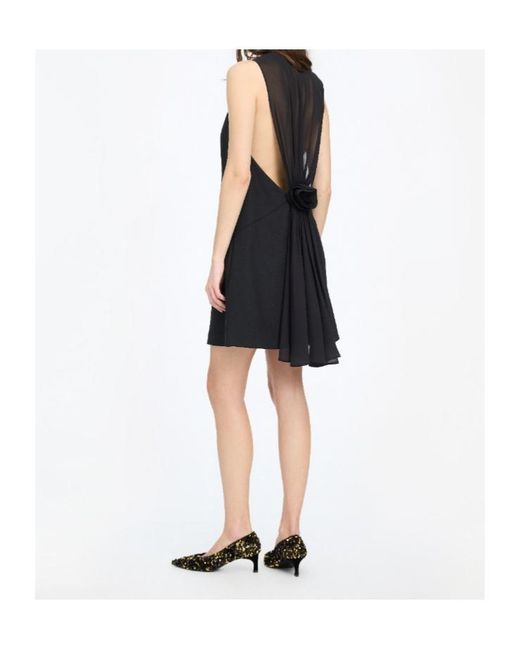 ROTATE BIRGER CHRISTENSEN Black Crepe Mini A-Line Dress