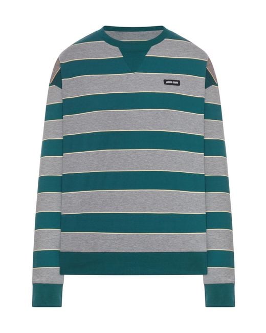 Miu Miu Green Oversized Striped Sweatshirt