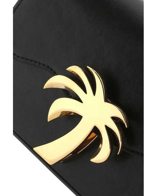 Palm Angels Black Palm Tree-Plaque Foldover Top Crossbody Bag