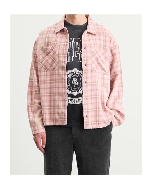 Represent Pink Checked Long Sleeved Shirt for men