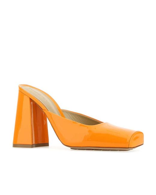 Bottega Veneta Orange Tower Square-Toe Slip-On Pumps