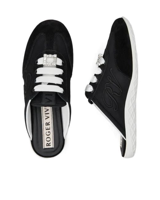 Roger Vivier Black Viv Low Mules