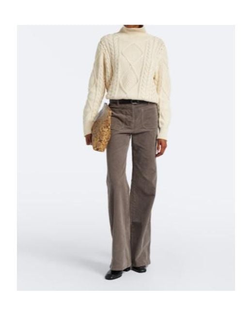 Nili Lotan Gray Florence Corduroy Wide-Leg Pants