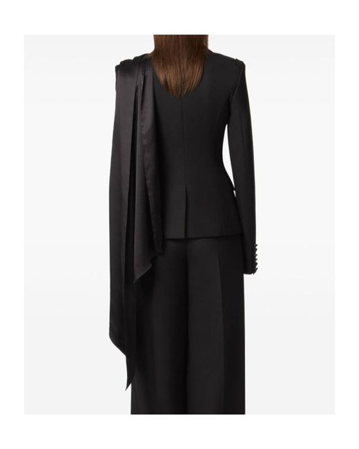 Nina Ricci Black Draped-Scarf Blazer
