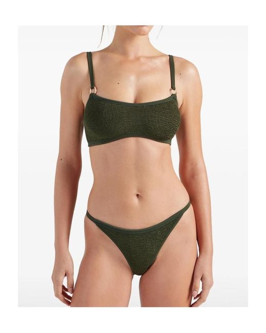 Hunza G Green Iris Two-Piece Crinkle Bikini Set