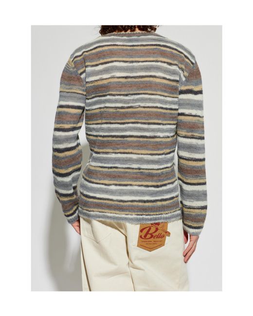 A.P.C. Gray Brushed Striped Knitted Sweater for men
