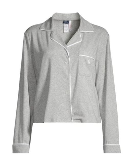 Ralph Lauren Gray Long-Sleeved Shirt And Elastic Waist Trousers Set
