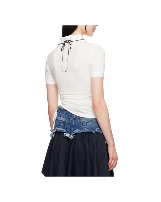 ANDERSSON BELL White Bow-Detail Polo Top
