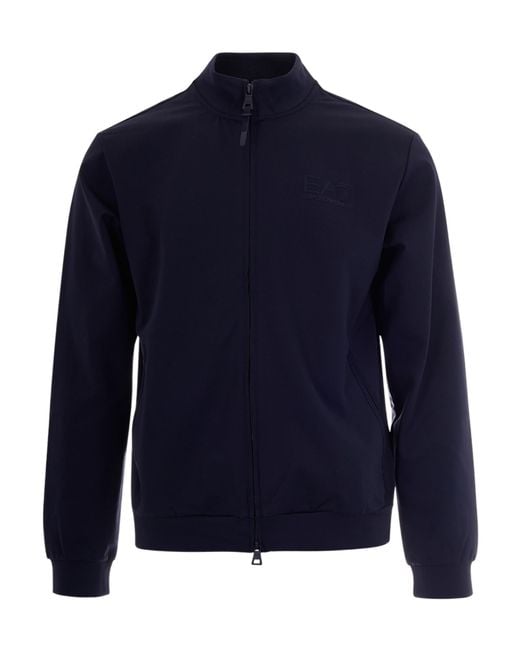 EA7 Blue Zip-Up Long-Sleeved Sweatshirt for men