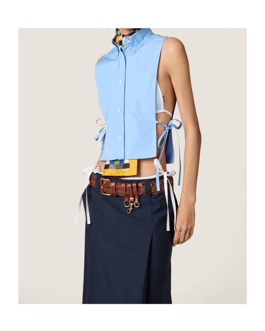 Miu Miu Blue Open Sides Sleeveless Shirt