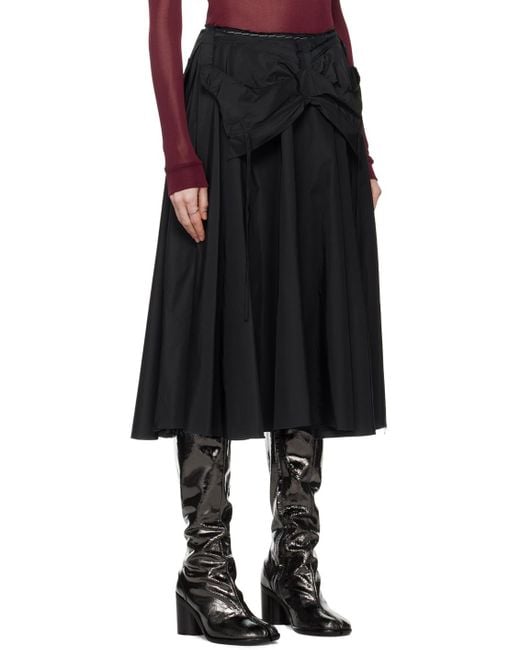 Maison Margiela Black High Waist Pleated A-Line Skirt