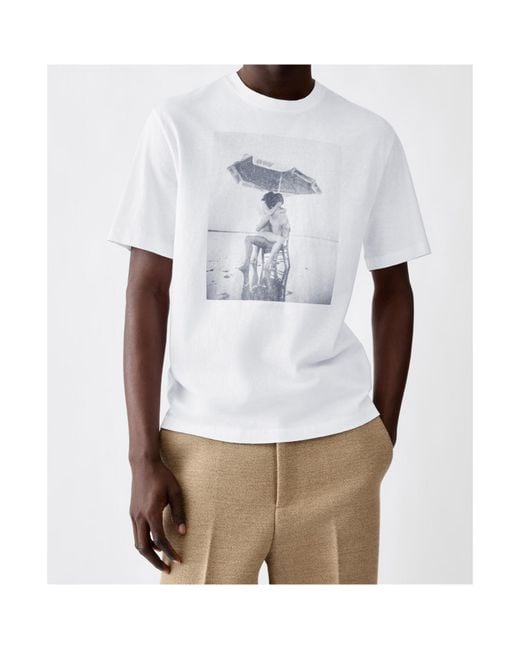 Jacquemus White Graphic Printed Crewneck T-Shirt for men