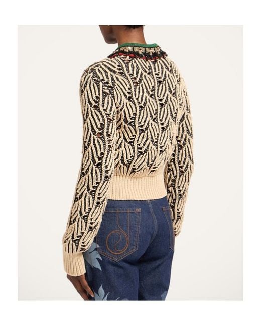 LaDoubleJ Multicolor Patterned Embellished Collar Cardigan