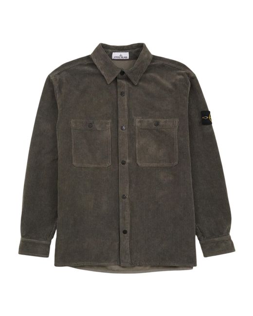 Stone Island Gray Corduroy Overshirt for men