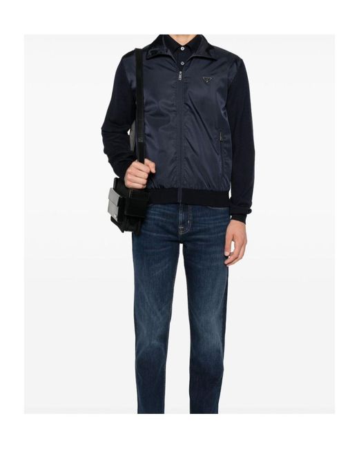 Prada Blue Jacket With Appliqué for men