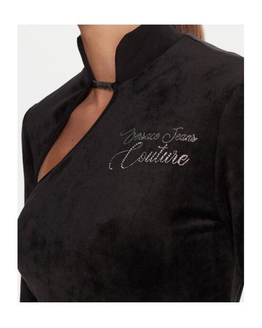 Versace Jeans Black Couture Logo Strap-Buckle Mini Dress