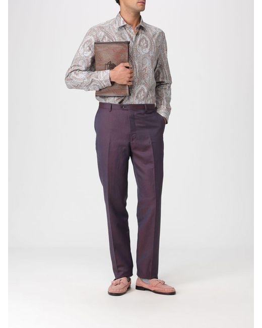 Etro Brown Floral Paisley Long-Sleeved Shirt for men