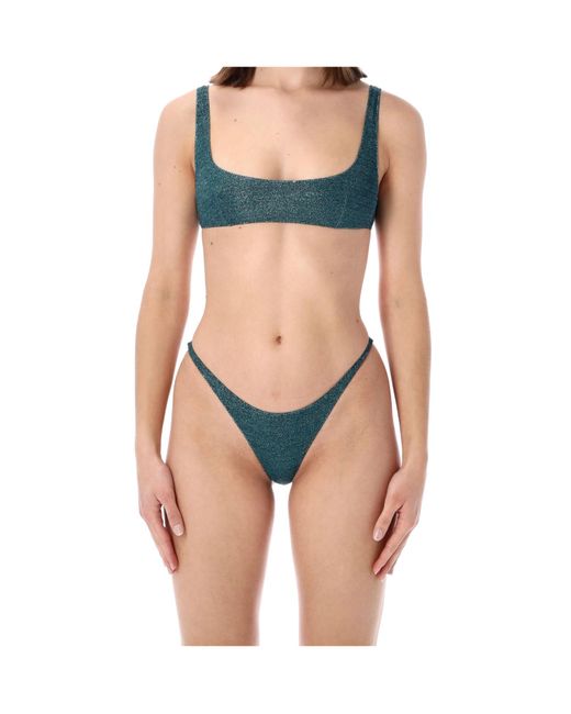Oseree Blue Oséree Lumiere Two-Piece Giltter Bikini Set