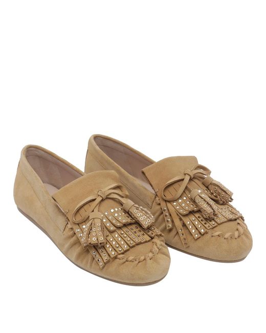 Stuart Weitzman Brown Round-Toe Loafers