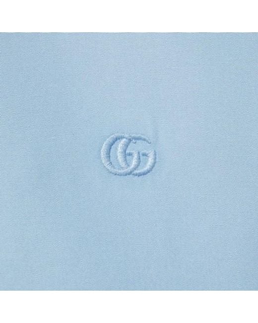 Gucci Blue Collared Long-Sleeved Shirt for men