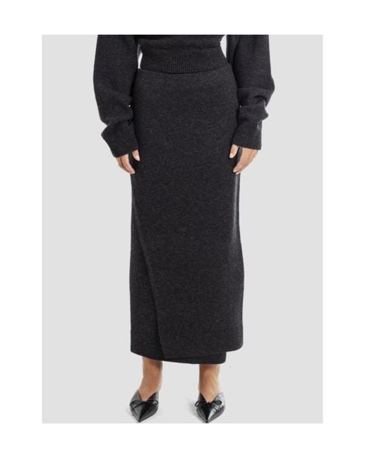 Balenciaga Black Slit Detailed Knit Skirt