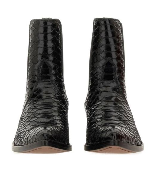 Tom Ford Black Embossed Slip-On Boots